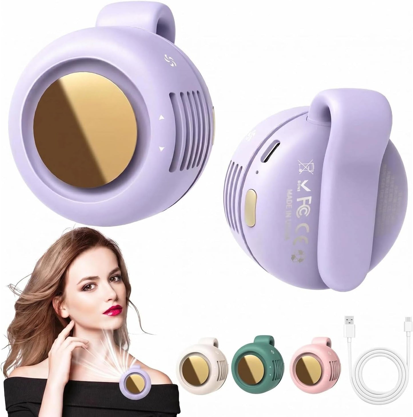 Portable Silent Mini Bladeless Fan Clip On, Small Fan Clip on for Shirt & Waist, Adjustable 3-Speed Suspended Whirlwind Fans, For Outdoor & Travel & Office, Travel Accessories, Gift (Black)