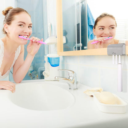 Toothbrush Holder, 304 Stainless Steel Dustproof Wall Mounted Self Adhesive Toothbrush Storage Organizer Stand Rack (9cm(4 Brush Slots))
