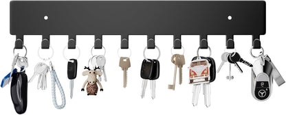 GTK Key Holder for Wall, Key Hooks with 10 Hooks, Wall Mounted Key Holder for Hallway, Self Adhesive Key Rack(White)