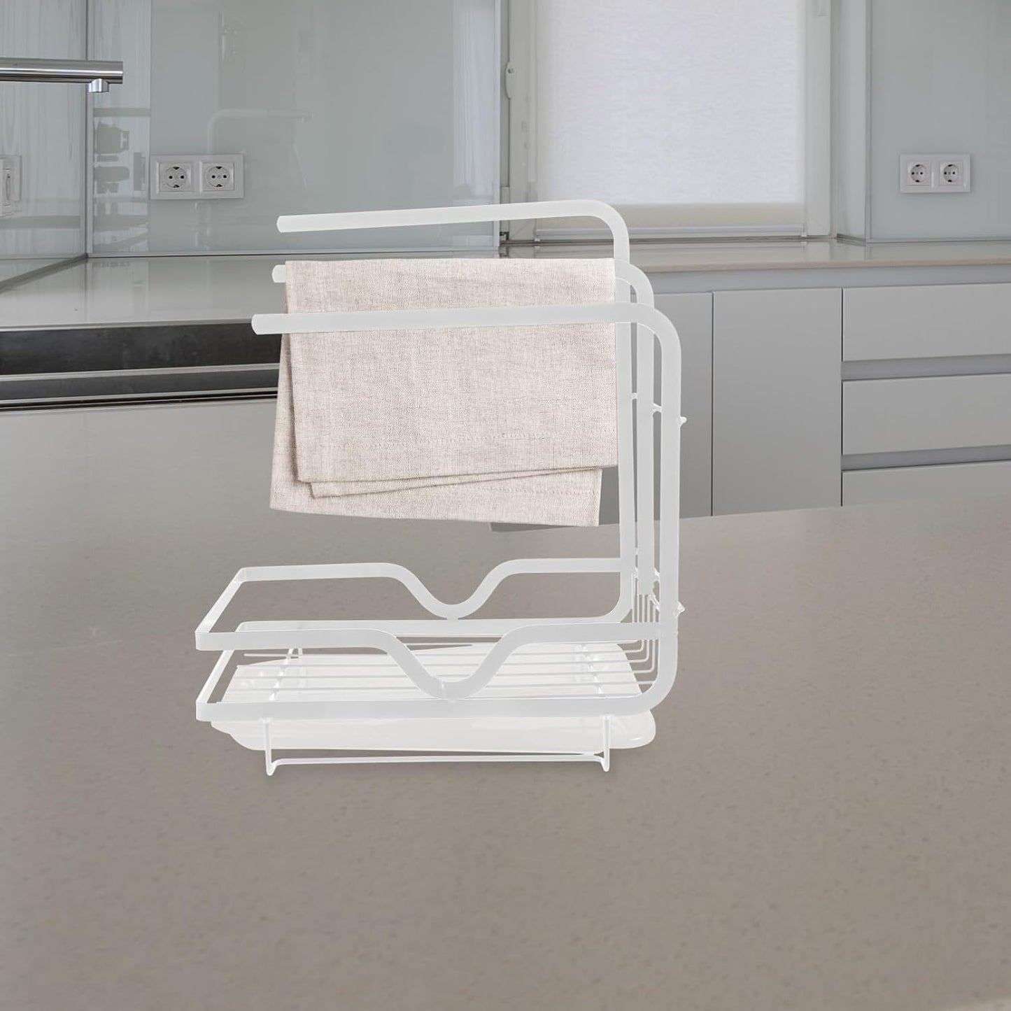 Cabilock Kitchen Sponge Draining Holder Wall-mounted Rack for Kitchen Sink Space-saving Storage for Dishcloths Sponges and Cleaning Supplies Design