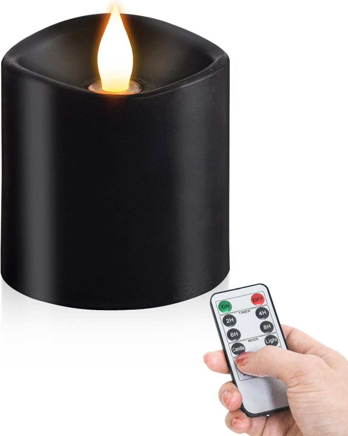 3x4 Flickering Flameless Candles Set of 3,Real Wax Pillar LED Candles,with Timer,4 inch Flameless Candles with Remote,for Party Wedding Holiday Home Decor,Ivory