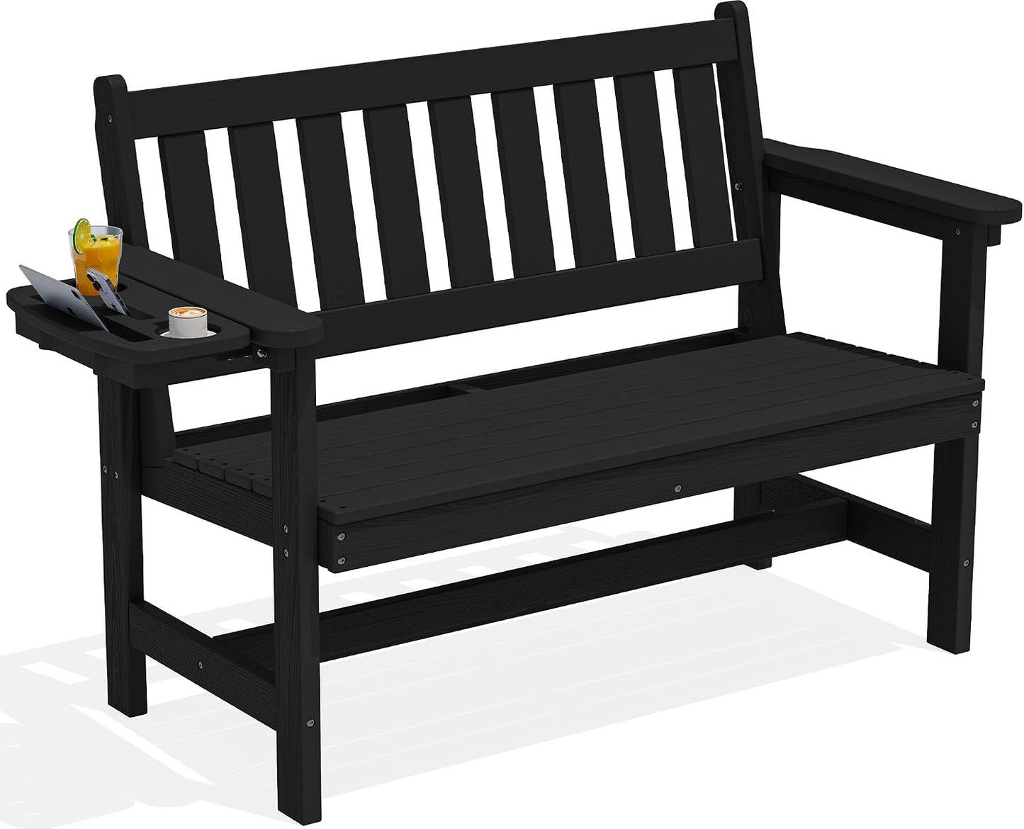 SERWALL HDPE Outdoor Storage Bench, Deck Box with Waterproof Storage Bags | All-Weather Benches | 57 Gallon Dual-Use Seat | Organizer Deck Boxes for Patio, Garden Tools & Pool | Dark Black