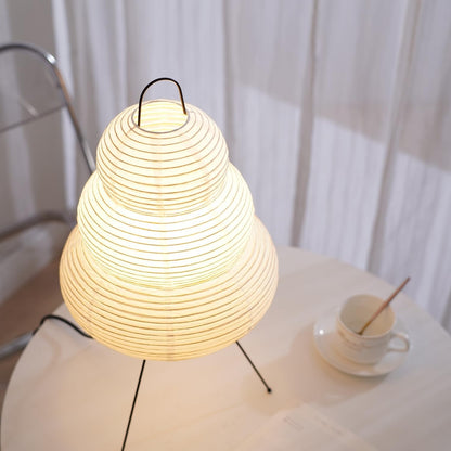 Japanese Noguchi Inspired Table Lamp Zen Rice Paper Lantern with Warm Light for Bedroom Living Room or Office Modern Japandi Decor(Segment)