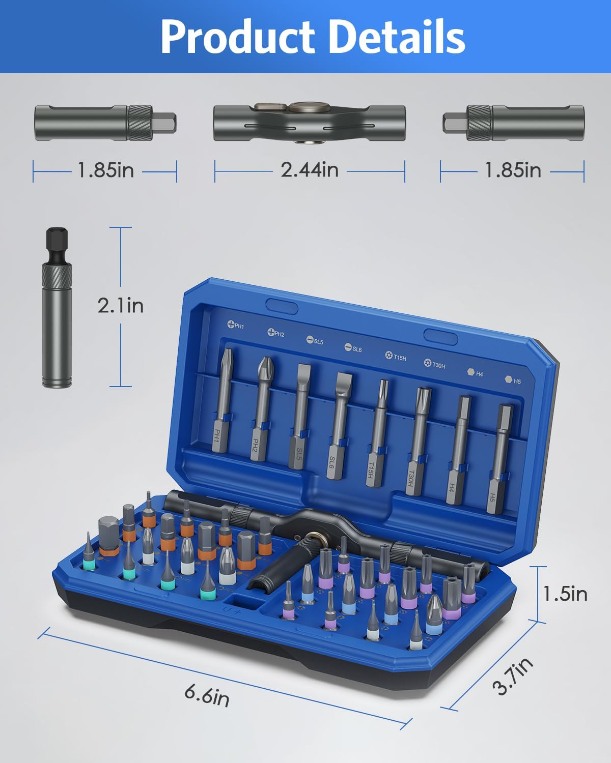 AMIR 42 in 1 Ratchet Screwdriver Set, Magnetic Screwdriver Set with 40 PCS Multi Bit, DIY Repair Tool Kit with Ratchet T Handle, Screw Driver Set Kit for Tools,Bicycle,Electronic Repair