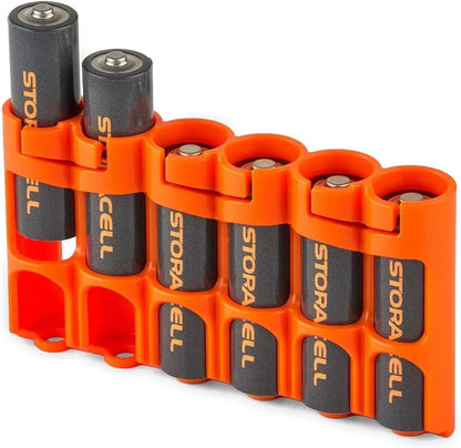 Storacell Slimline AA-6 Battery Storage Caddy and Dispenser (Pack of 2), Military Green, Holds 6 AA Batteries (Not Included), Durable & Compact Design, The Original Battery Caddy, Made in The USA
