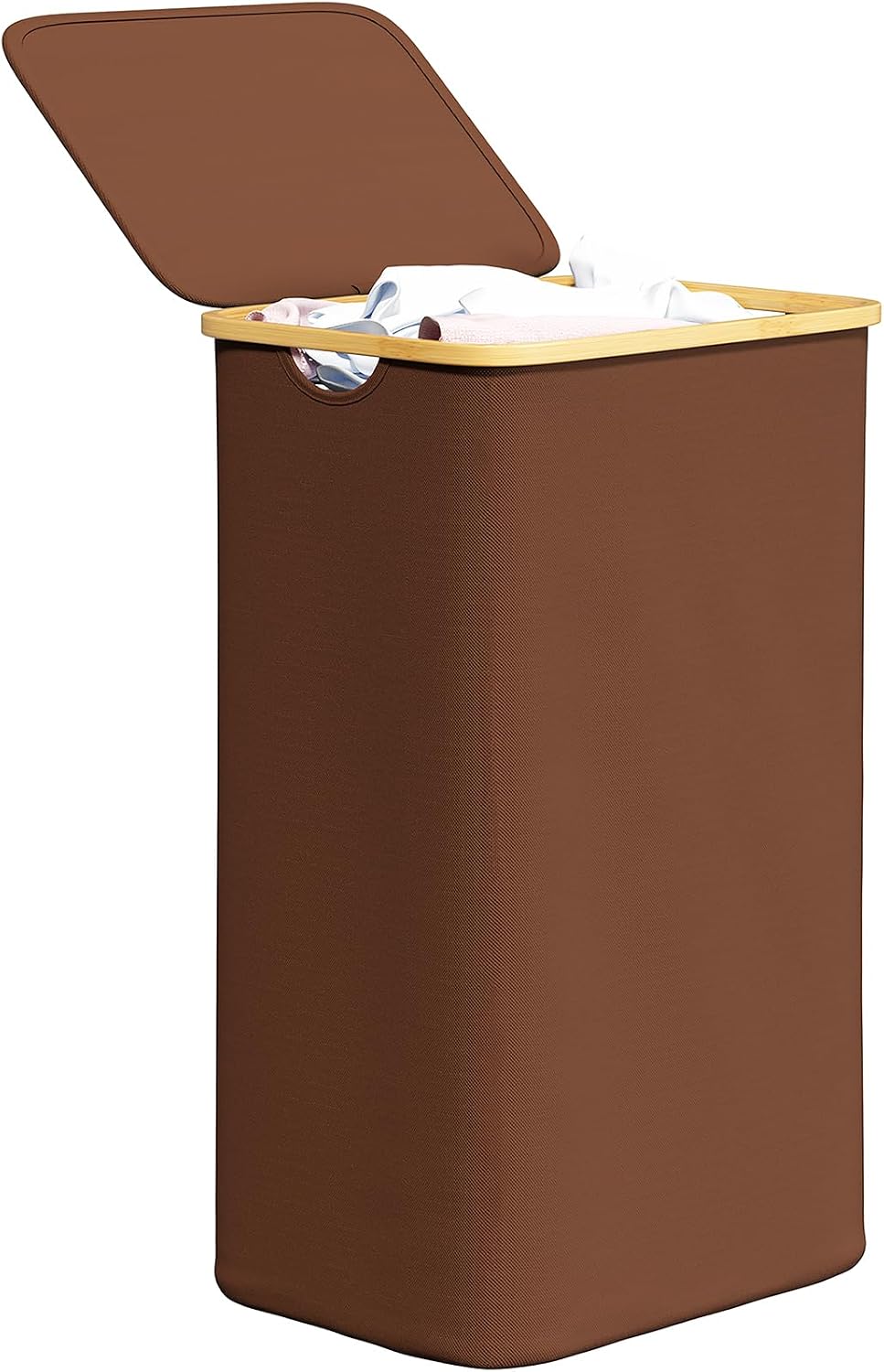 SpaceAid Double Laundry Hamper 2 Section with Lid and Removable Laundry Bags, 160L Clothes Basket with Bamboo Handles, Large Collapsible Hamper for Bedroom, Bathroom, Dorm, Laundry Room - White