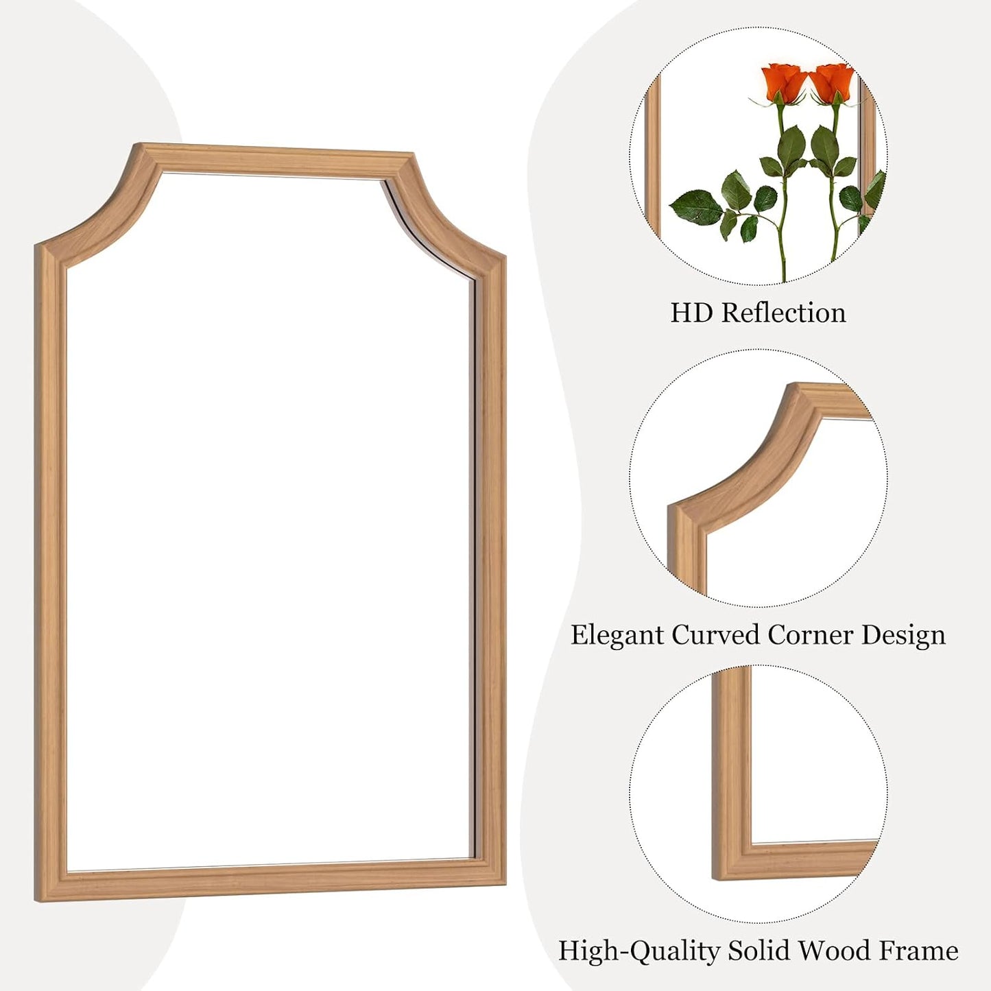 WallBeyond Full Length Mirror Wall Mounted 65"x22", Rustic Wooden Frame Floor Mirror, Large Full Body Mirror for Bedroom, Leaning or Hanging Against Wall, Natural