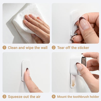 4PCS Toothbrush Holder Wall Mounted with Cover, Toothbrush Holder Single Slot Toothbrush Dispenser Storage Organizer for Bathroom Family & Travel