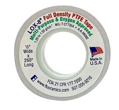 Fluoramics' LOX-8 Full Density Thread Seal Tape 1/2" Wide x 260" Length…