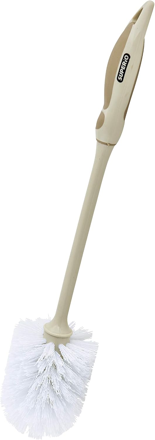 Superio Toilet Brush, Toilet Bowl Cleaning System with Scrubbing Wand, Under Rim Lip Brush for Bathroom