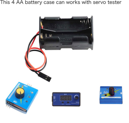4 Cell 6V AA Battery Holder Case with JR Connector Battery Cover Storage Box for RC Servo Tester DIY (Pack of 4)