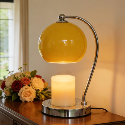 Candle Lamp Warmer, Wide Base Scented Candle Warmer with Timer and Dimmer, Modern Candle Melting Lattern, Home Decor Table Lamp (Silver)