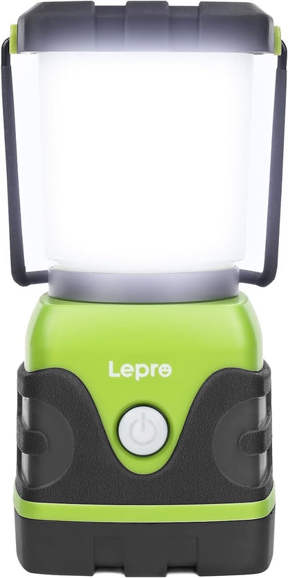 Lepro 1500LM Battery Powered LED Camping Lantern, Green Tent Light with 4 Light Modes, Camping Essentials, Waterproof Lantern Flashlight for Camping, Emergency Light, Power Outages, Not Rechargeable