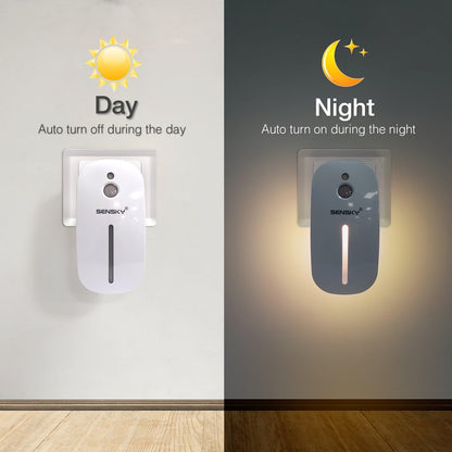 Sensky Plug-in LED Backlit Night Light with Motion Sensor, Dusk to Dawn Sensor, Auto On/Off Nightlight for Kids and Adults, Bedroom, Bathroom, Hallway, Warm White