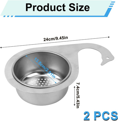 2pcs Swan Sink Strainer Basket, Premium Stainless Steel Hanging Kitchen Sink Filter Basket Quick Drain Practical Kitchen Tools for Fruit Vegetable(Silver, Large)