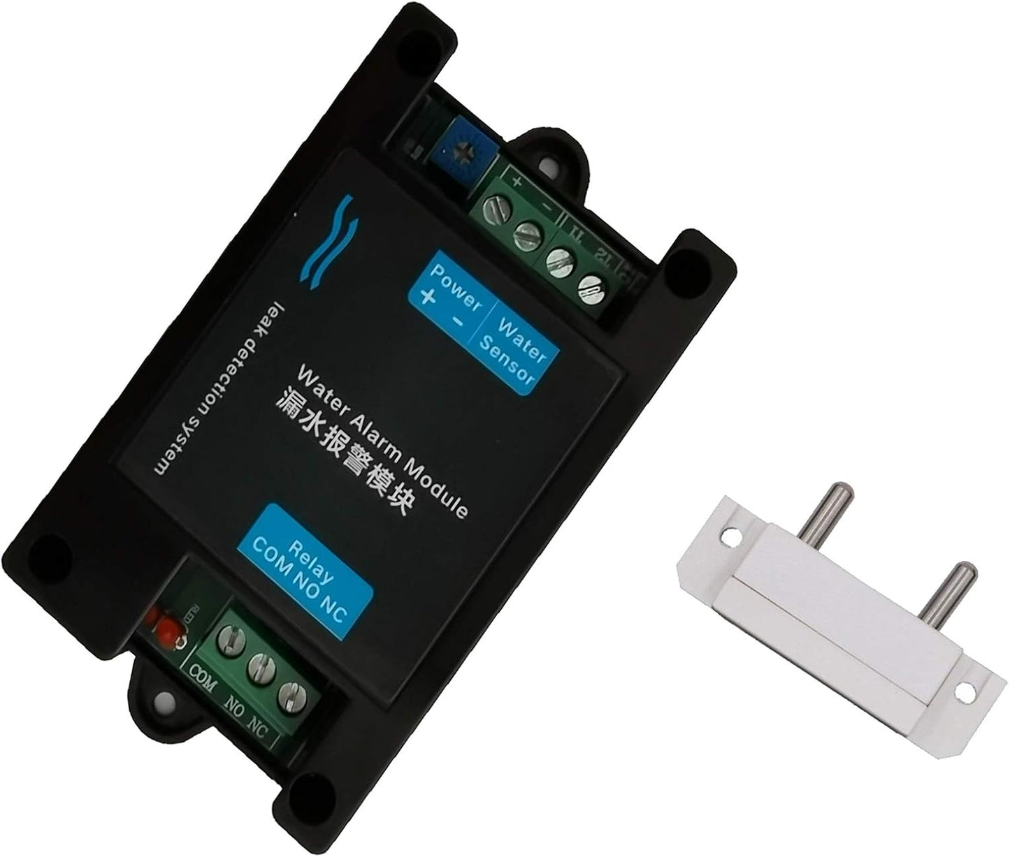 Water Detectors Sensitive Leak and Drip Alert Water Alarm Sensor with 10A Relay for Automatic Water Shut-Off Valve or Pump (NO Included) (Black)