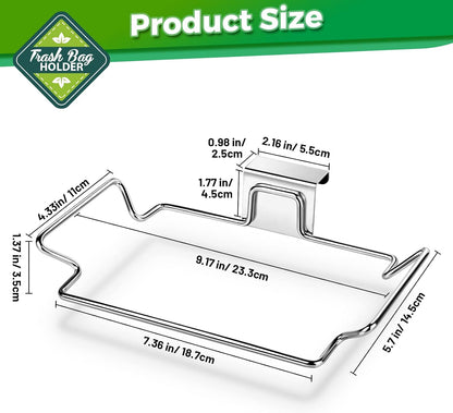 Trash Bag Holder,2 Pack | for Cabinet Door and Cupboards,Stainless Steel,Black,Plastic Bag Holder under Sink,Use for Kitchen,Bathroom,Camper