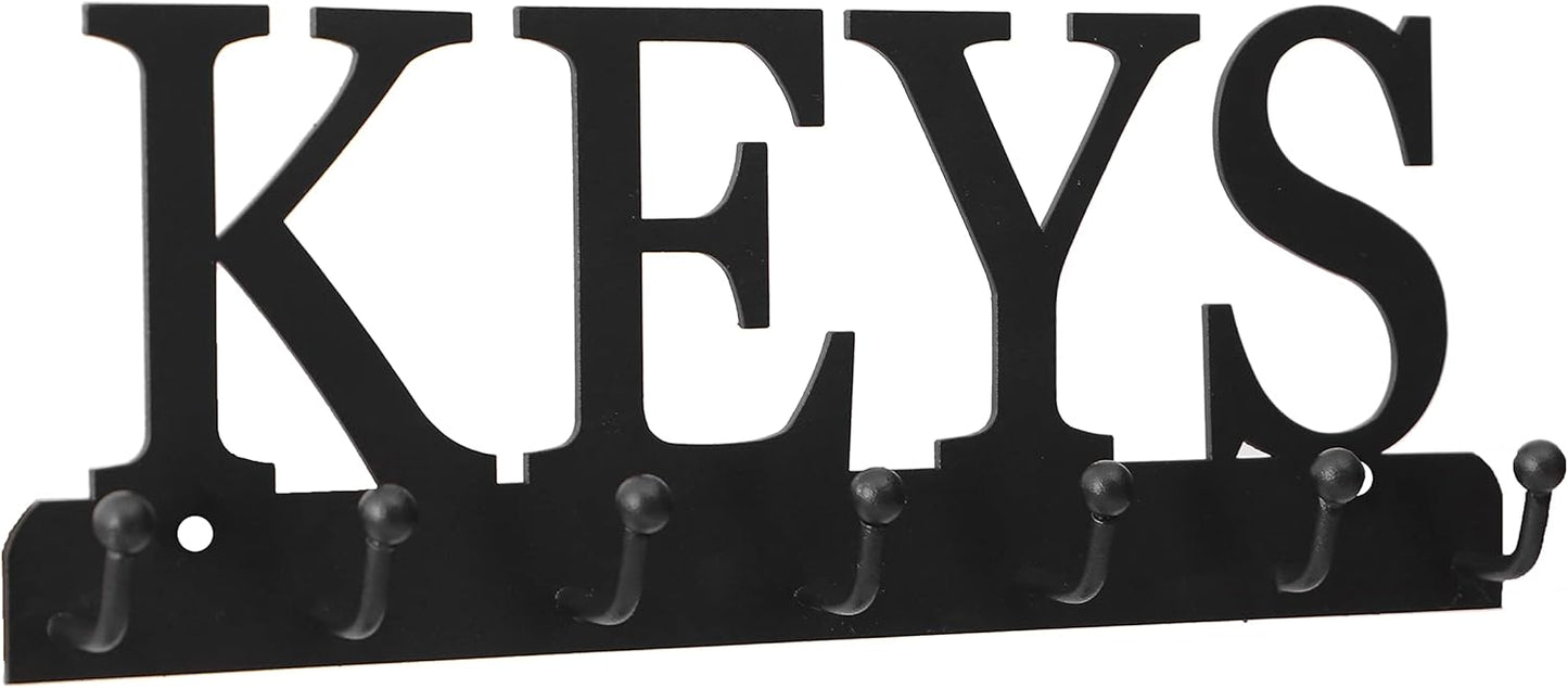 Lixgifts Key Holder Wall Mounted Key Hooks for Wall Decorative with 7 Hooks Black Metal Key Organizer Rack Hanger for Entryway, Front Door, Hallway, Office 10X3.7 inches