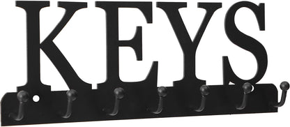 Lixgifts Key Holder Wall Mounted Key Hooks for Wall Decorative with 7 Hooks Black Metal Key Organizer Rack Hanger for Entryway, Front Door, Hallway, Office 10X3.7 inches