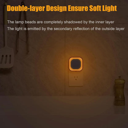 YUNLEX 2 Pack Red Night Light with Dusk to Dawn Sensor, Eye-Care Reflected Glow, 0% Blue Light True Red LED, 3-Level Brightness, Auto On/Off, Plug-in Nightlight for Sleep, Kids, Bedroom, Bathroom