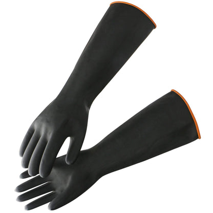 Black Rubber Gloves Extra Large, 22" Long Chemical Resistant Gloves, Waterproof Reusable Dishwashing Household Cleaning Safety Work Heavy Duty Industrial Rubber Glove, 1 Pair XXL