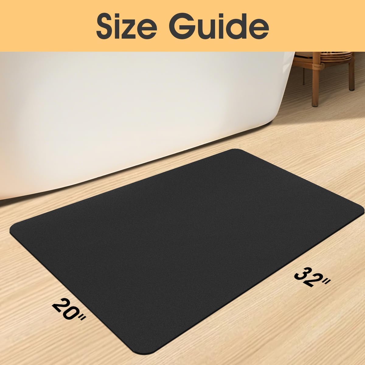 ACCUMTEK Non Slip Bath Mat, Thin Bathroom Rugs Fit Under Door, Quick Dry Bath Mats, Machine Washable Bath Rugs for Bathroom, Bathtub & Kitchen, Grey/Bordered/24 x17