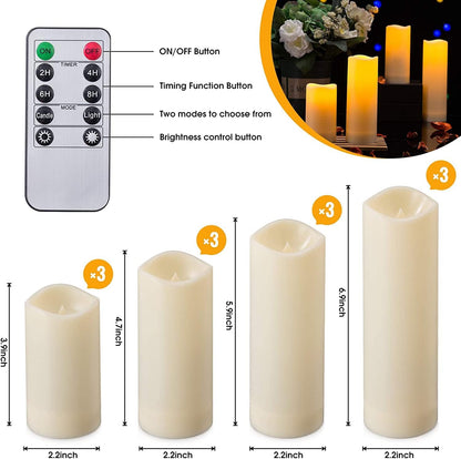 YOROXRG Set of 24 Waterproof Outdoor Flameless Candles, LED Candles with 4 Remote and Timer,(H 4" 5" 6" x D 2.2"),for Christmas,Halloween,Wedding,Festival