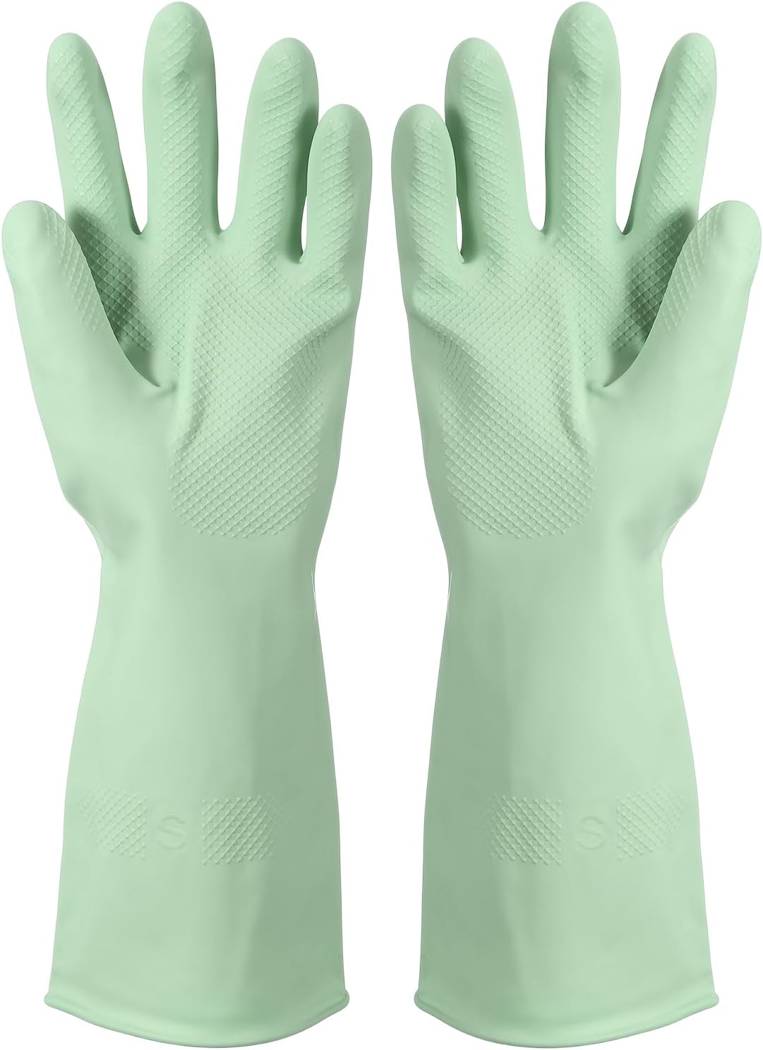 uxcell Rubber Cleaning Gloves, Reusable Household Dishwashing Long Rubber Gloves with Non-slip Grip