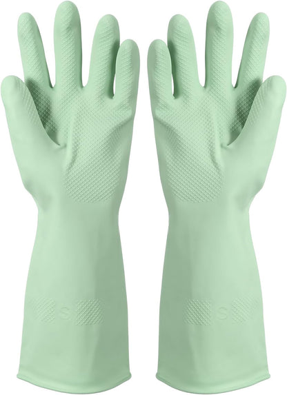 uxcell Rubber Cleaning Gloves, Reusable Household Dishwashing Long Rubber Gloves with Non-slip Grip