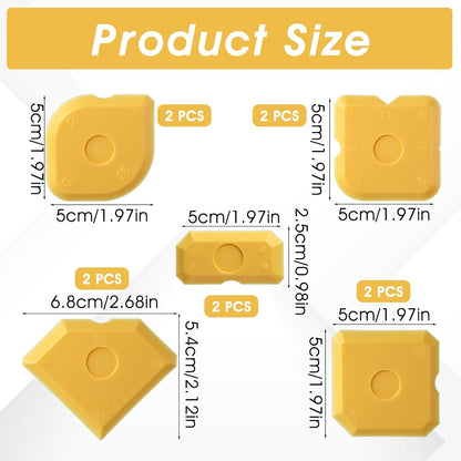 Nogeqi 10PCS Caulking Tool Kit Professional Caulk Finishing Tool, Plastic Reusable Caulk Smoothing Tools for Kitchen Bathroom Floor Tile Sealant Grout Sealing, Easy to Use (Yellow)
