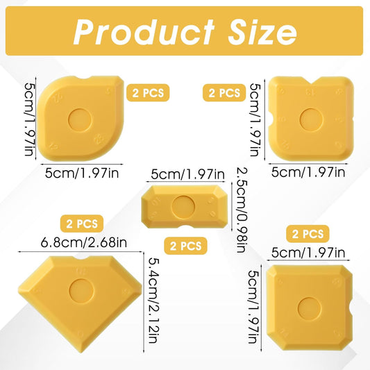 Nogeqi 10PCS Caulking Tool Kit Professional Caulk Finishing Tool, Plastic Reusable Caulk Smoothing Tools for Kitchen Bathroom Floor Tile Sealant Grout Sealing, Easy to Use (Yellow)
