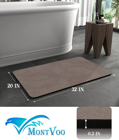 MontVoo -Bath Mat-Rubber Backing Non SlipThin Bathroom Rugs Fit Under Door- Quick Dry Absorbent Faux Suede Surface Grey Bathroom Floor Mats-Shower Rug for in Front of Bathtub Shower Gray 16x24