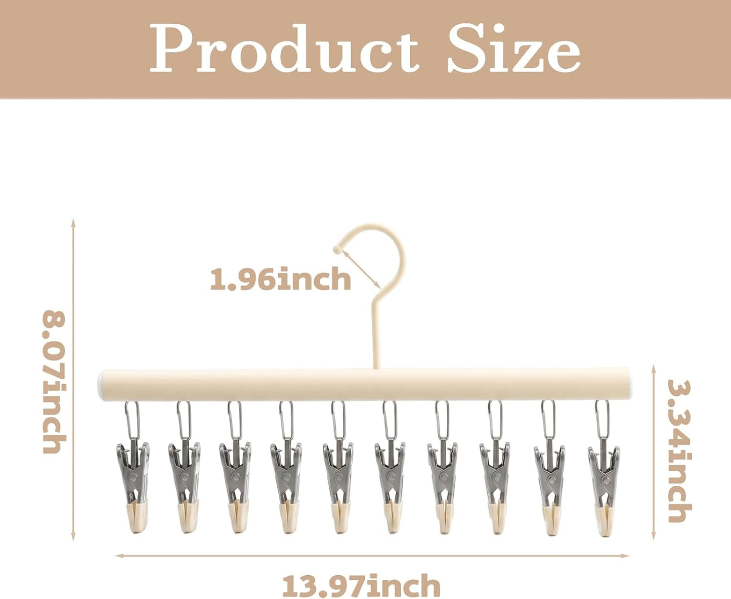 Soboto Stainless Steel Clothes Clips 2 Pack 10 Clip Closet Organizers and Storage Closet Organizer Rustproof Heavy Duty for Home Indoor Outdoor Laundry Organization