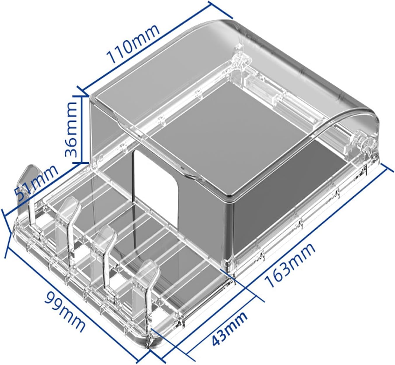 Weatherproof Outdoor Outlet Cover Box Waterproof Electrical Socket Protector Plug Cover Guard with Hook for Home, Bathroom,Outside(Transparent)
