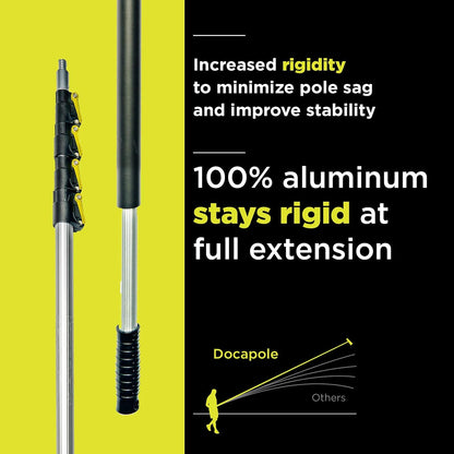 DOCAZOO DOCA Telescoping Pole 7-28 Ft - Extension Pole for Cleaning, Feather Duster, Window Washing Kit, Paint Roller, Window Squeegee - High Reach Extendable Kit for Indoor & Outdoor - Pole Only