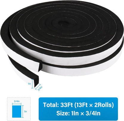 DGSL Foam Insulation Tape, 1/2In x 1/4In x 33Ft Weather Stripping Door Seal Strip for Doors and Windows,Sliding Door,Sound Proof Soundproofing Door Seal,Weatherstrip,Air Conditioning Seal Strip