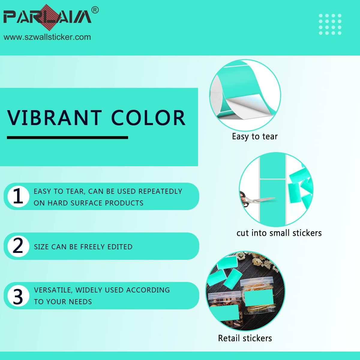 PARLAIM 3 X 5 Inch Rectangle Adhesive Color Coding Stickers,Square Inventory Stickers -250 Per Dispenser Box (Fluorescent Green)