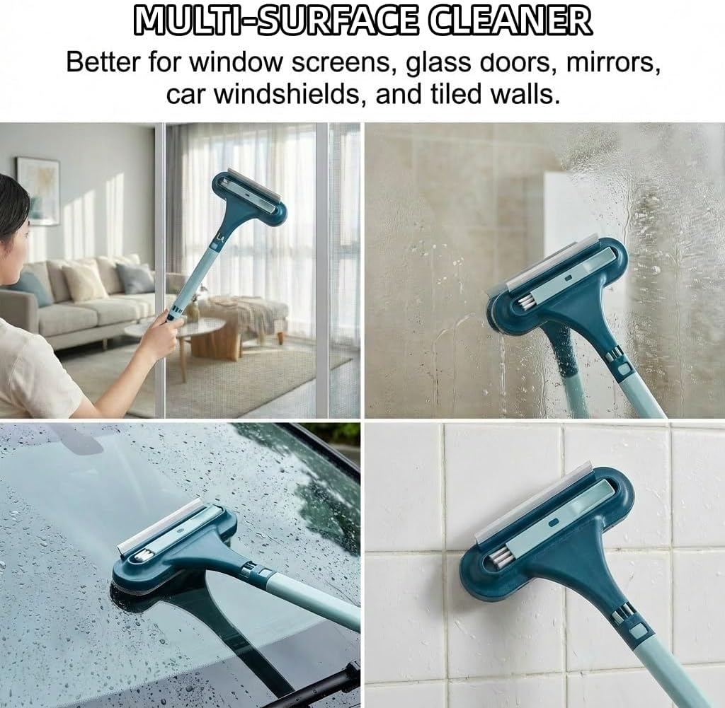 2 in 1 Window Screen Cleaning Brush, 2026 Upgraded Window Screen Cleaning Brush, Double-Sided, Suitable for Both Wet and Dry Use; Ideal for Windows and Glass (Green+Blue)