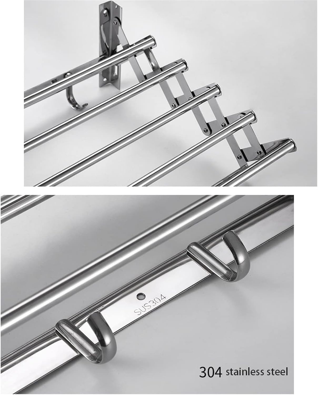 Expandable Wall Mounted Folding Clothes Horse Dryer Rack Retractable Laundry Drying Rack Clothes Airers Washing Line Indoor Towel Hooks Elegant70Cm,40cm