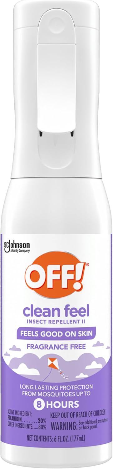 OFF! Clean Feel Insect Repellent Misting Spray, Fragrance-Free Picaridin Bug Spray for Lasting DEET-Free Protection from Mosquitoes and Ticks, 6 oz