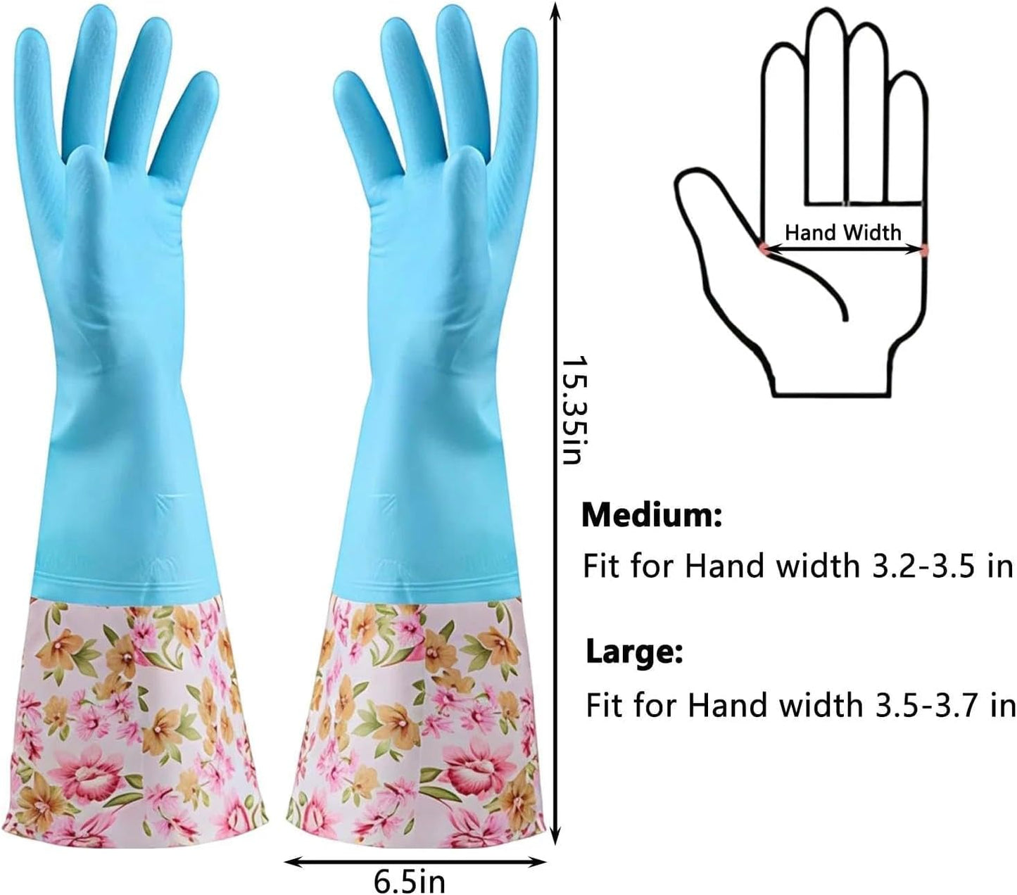KINGFINGER PVC Latex-Free Long Dishwashing Gloves for Household Cleaning, Waterproof, 2-Pair Large with Long Cuff & Flock Lining