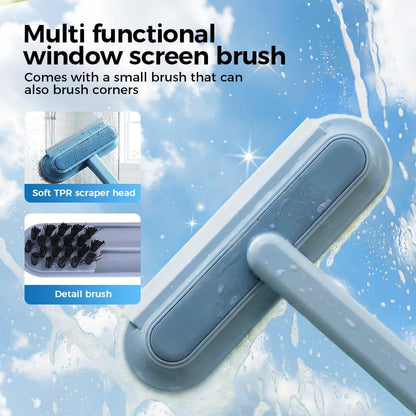 Window Screen Cleaner Tool with Squeegee | 4 in 1 Mesh Screen Cleaner Tool, Detachable Window Cleaning Kit, Multi-Functional Cleaning Brush for Window, Screens, Mesh