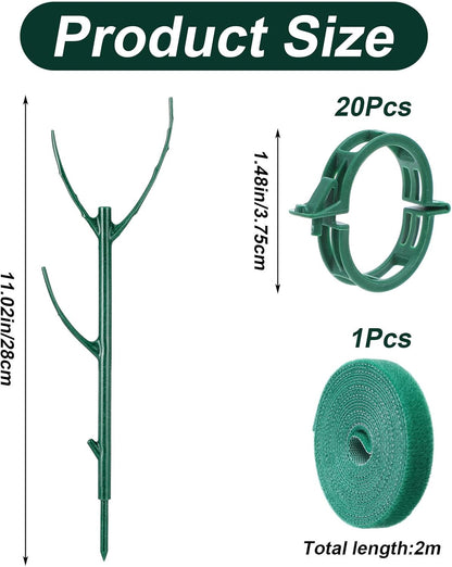 5 Pack Stackable Plant Support Stakes Monstera Plants Support Vine Plant Sticks Stakes with Plants Clips Ties Pothos Climber Supports for Indoor Outdoor Vine Orchid Perfect Moss Pole Replacement