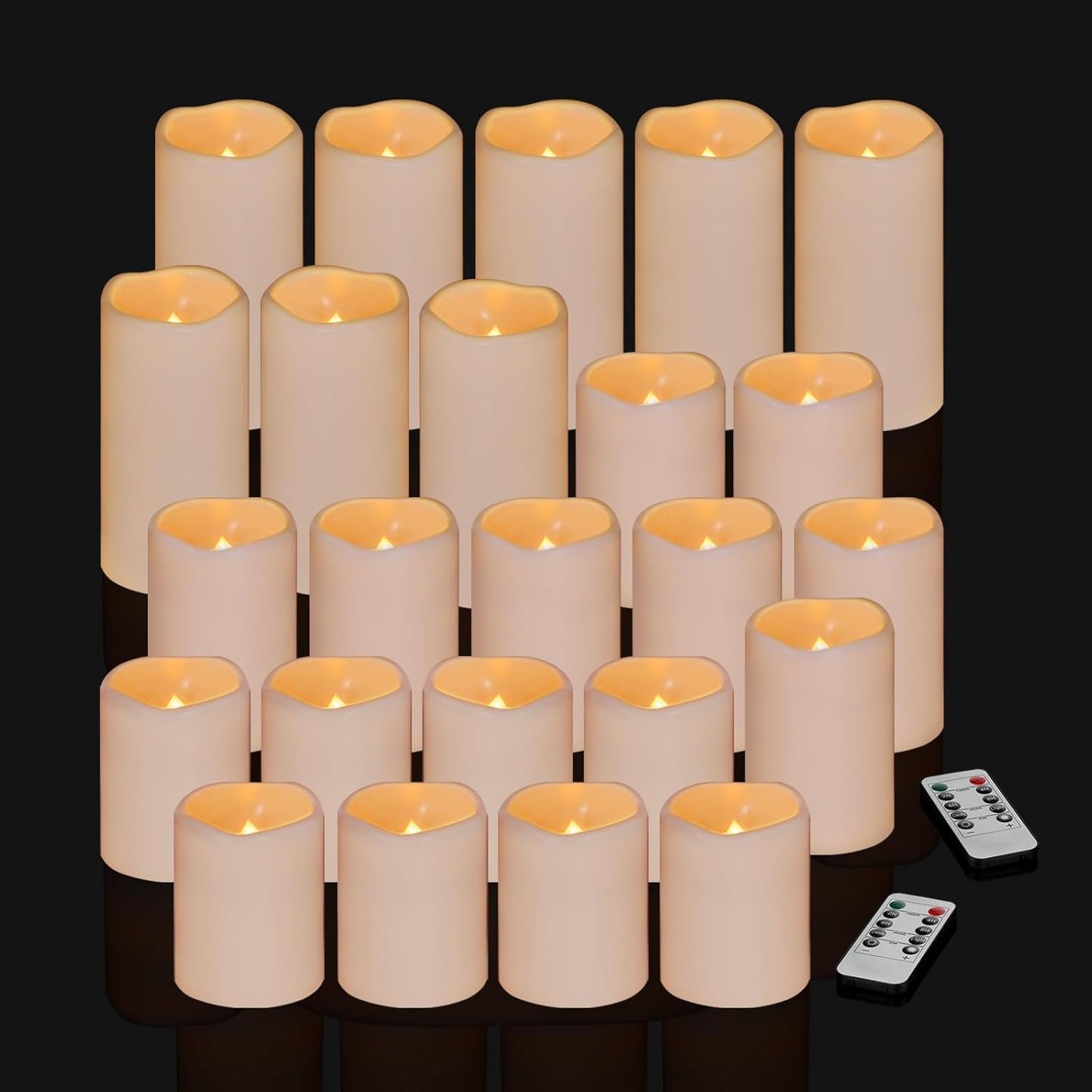 Flameless Candles 4" 5" 6" Set of 3 Ivory Outdoor Indoor Pillars 3" Diameter Battery Operated Flickering Candles Include 10-Key Remote Timer Function 400+ Hours Requires 2 AA Batteries（3 Pack)