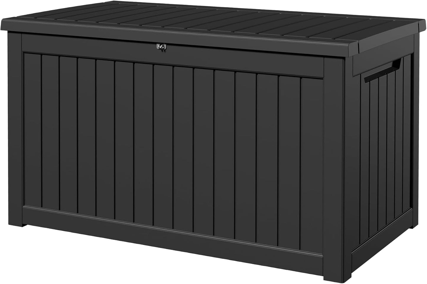 100 Gallon Storage Box, Waterproof Resin Deck Box with Hydraulic Piston Design, Lockable Storage Bench for Package Delivery, Storage Bin for Patio Cushions, Garden Tools, Black