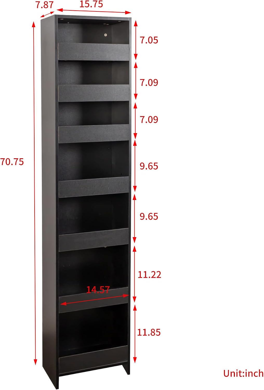 7 Tier Pull Out Cabinet Organizer, Pull Out Spice Rack, Rolling Kitchen Pantry Storage Cabinet, Open Shelf for Kitchen, Narrow Spaces, Wood Spice Rack Next to Fridge, White