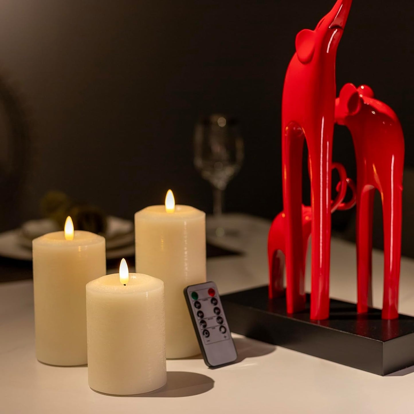 ANGELLOONG Flickering Flameless Candles, Realistic Battery Operated Candles with Remote and Timer, Set of 3 LED Candles for Room Fall Home Wedding Decor Centerpieces Table Party Valentines Decorations