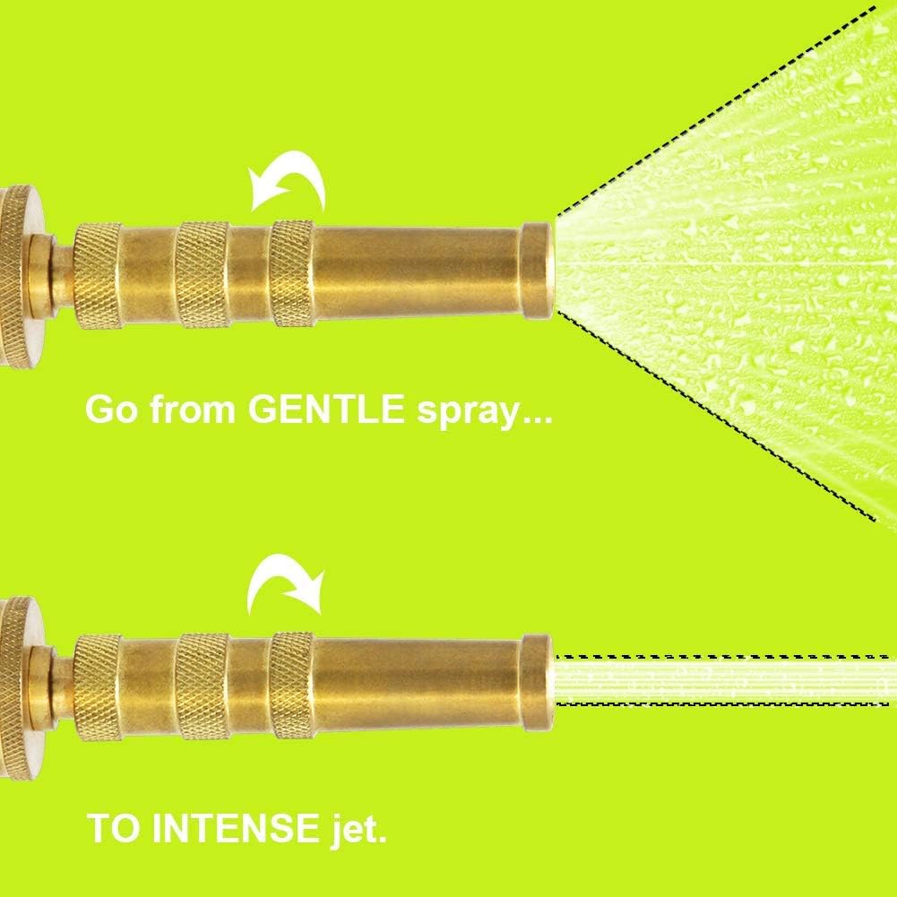 Twinkle Star Heavy-Duty Brass Adjustable Twist Hose Nozzle, 2 Pcs | 3/4” GHT Brass Garden Hose Nozzle, Adjustable Water Flow