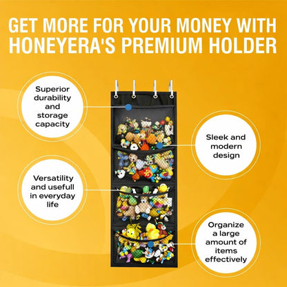 Honeyera The Original Stuffed Animal Storage (Patented) - Over Door Organizer for Stuffies, Baby Ideas Holder, Toy Plush Hammock Hanging Net Big Girls Toddler Large Bag Animals Stuffy Behind