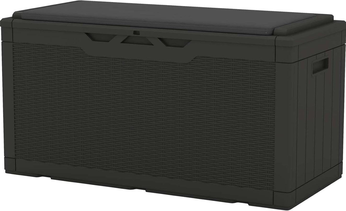 Patiowell 100 Gallon Resin Deck Box, Waterproof Large Outdoor Storage Box for Patio Furniture and Garden Tools, Black